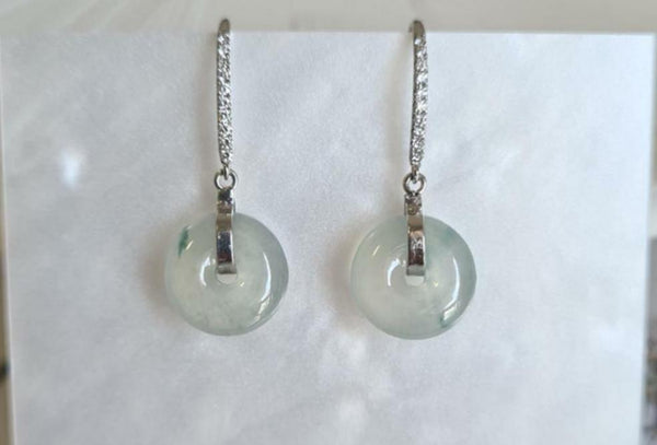Type A natural icy donut jadeite earring