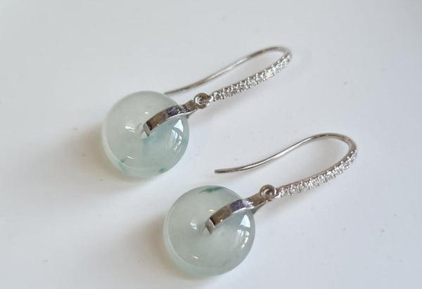 Type A natural icy donut jadeite earring