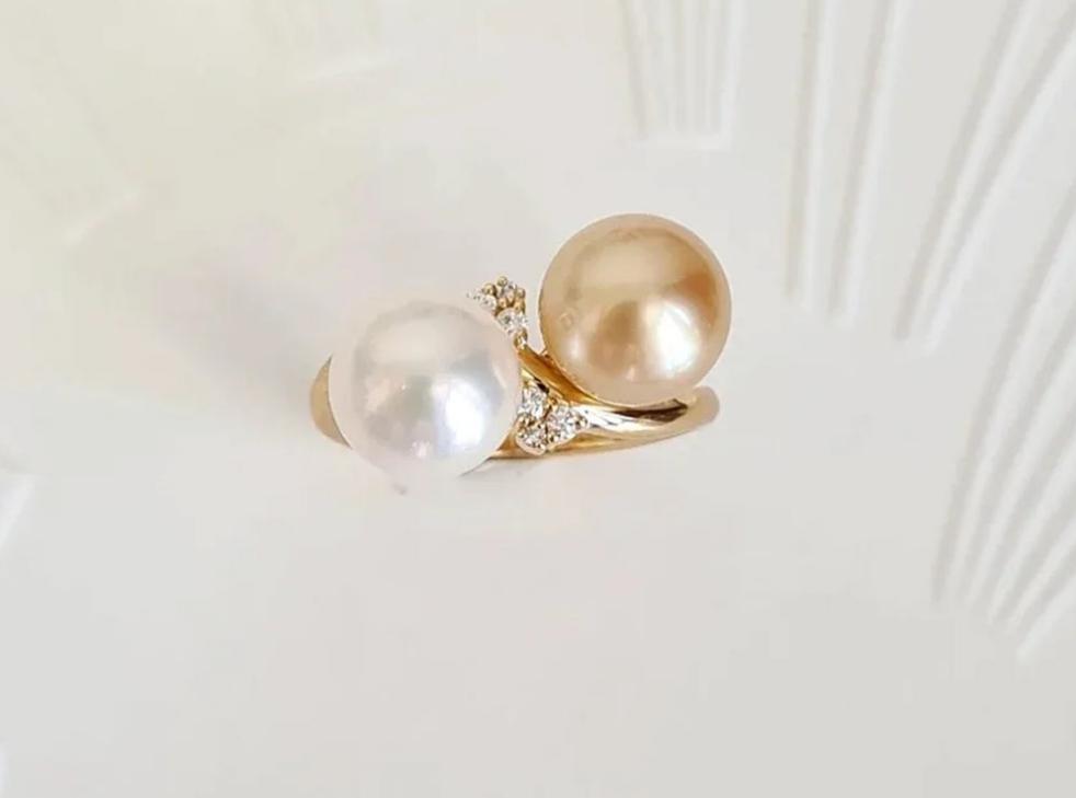South sea and akoya sea pearl ring